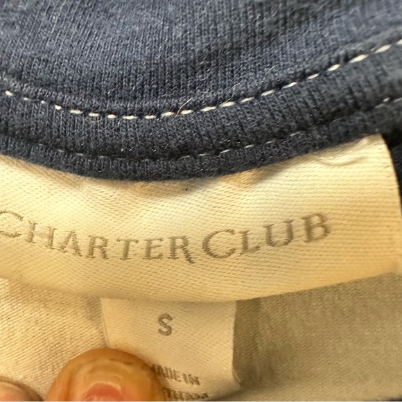 Charter Club Striped Top Navy White Long Sleeve Womens Size Small Casual Shirt - Picture 4 of 9